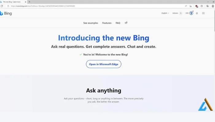 integration of AI in the company's Bing search engine