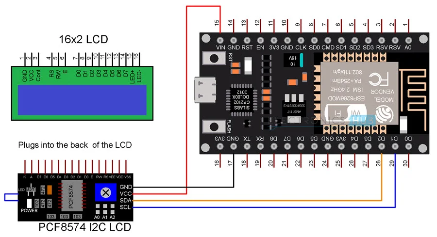 Interface PCF8574 I2C LCD with ESP8266 NodeMCU