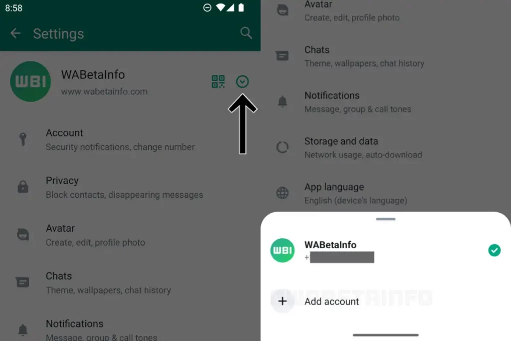 WhatsApp multi-account feature