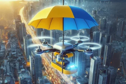 A Flying umbrella powered by a drone that hovers above the users head