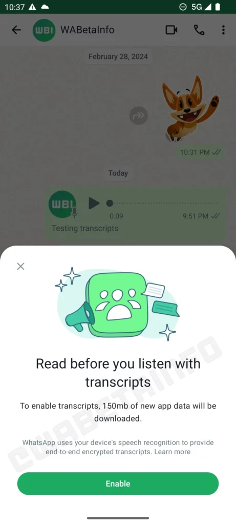 whatasapp voice to text