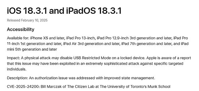 Apple warns