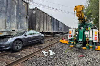 Tesla hit by train