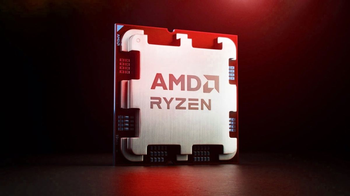 Official AMD Ryzen product render of a modern Ryzen processor with red backlighting