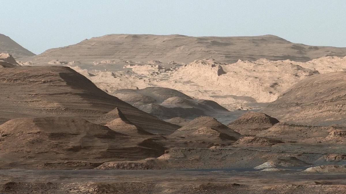 NASA Curiosity rover view of Mount Sharp on Mars