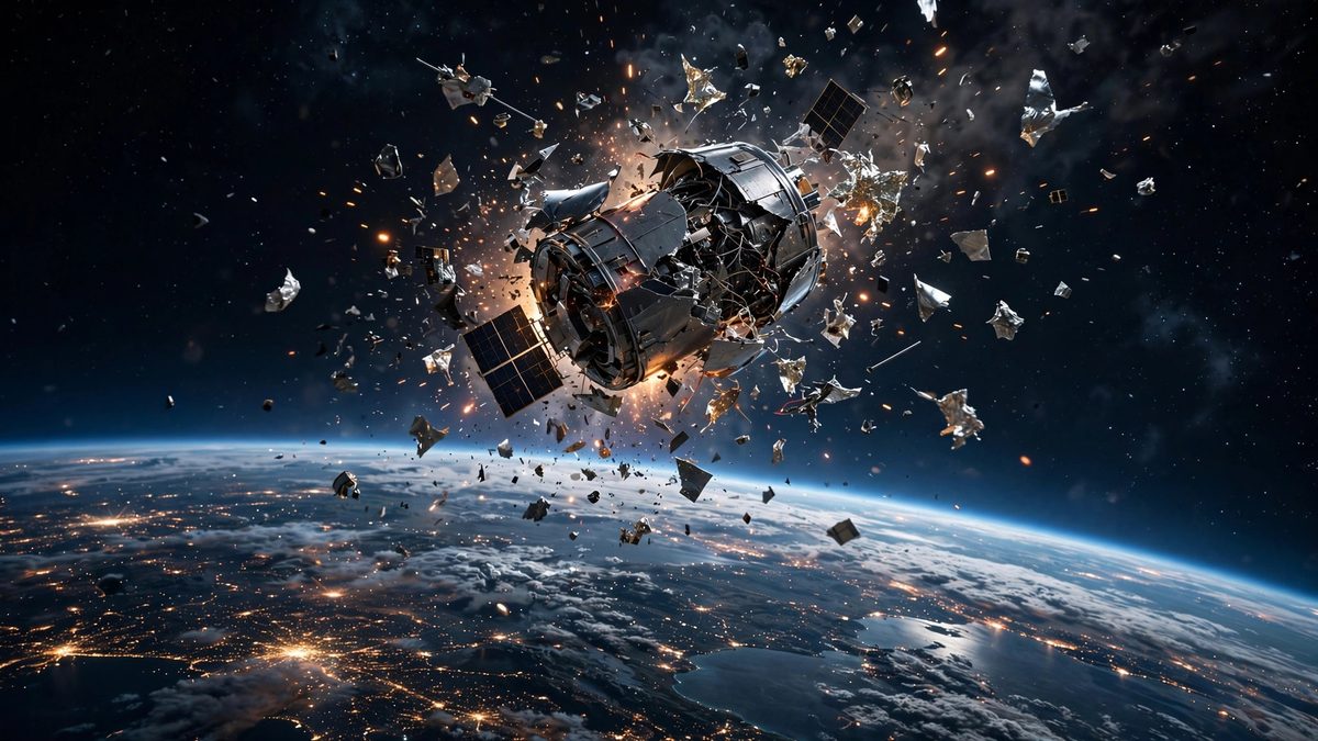 Spy satellite breaking apart above Earth